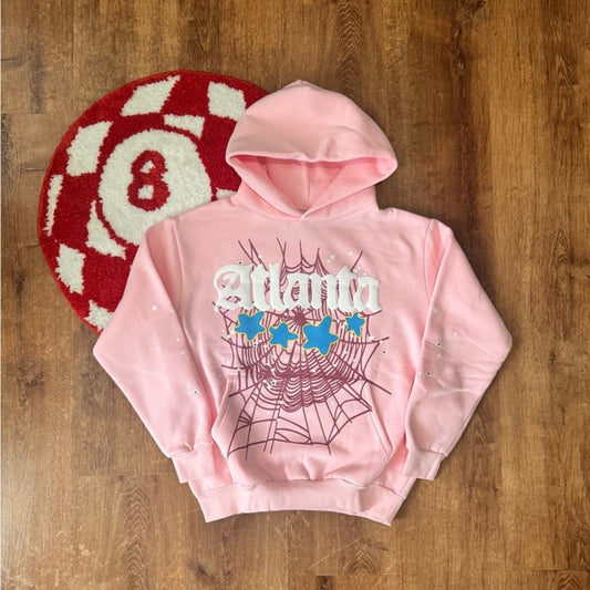 Sp5der Pink Atlanta Hoodie - 100% cotton