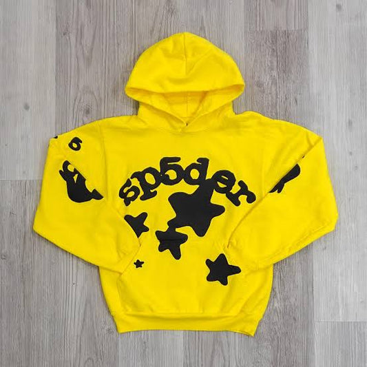 Sp5der Hoodie - Yellow - 100% Cotton